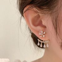 1 Pair Sweet Shiny Water Droplets Flower Inlay Alloy Artificial Rhinestones Drop Earrings main image 5