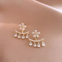 1 Pair Sweet Shiny Water Droplets Flower Inlay Alloy Artificial Rhinestones Drop Earrings main image 4