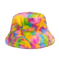 Unisex Beach Color Block Printing Flat Eaves Bucket Hat main image 4