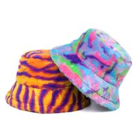 Unisex Beach Color Block Printing Flat Eaves Bucket Hat main image 3