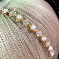 Simple Style Round Crystal Inlay Pearl Hair Band main image 5