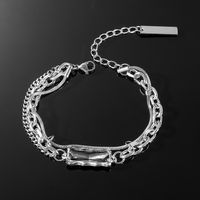 Hip-hop Rectangle Alloy Chain Inlay Artificial Gemstones Women's Bracelets main image 1