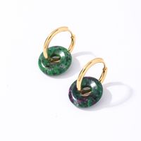1 Pair Casual Simple Style Round Plating 304 Stainless Steel Natural Stone Earrings main image 2