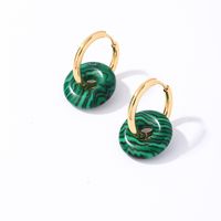 1 Pair Casual Simple Style Round Plating 304 Stainless Steel Natural Stone Earrings main image 4