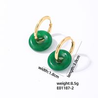 1 Pair Casual Simple Style Round Plating 304 Stainless Steel Natural Stone Earrings sku image 2
