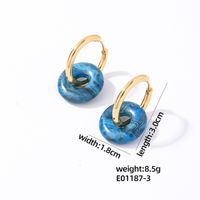 1 Pair Casual Simple Style Round Plating 304 Stainless Steel Natural Stone Earrings sku image 3