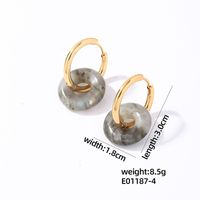 1 Pair Casual Simple Style Round Plating 304 Stainless Steel Natural Stone Earrings sku image 4