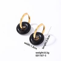1 Pair Casual Simple Style Round Plating 304 Stainless Steel Natural Stone Earrings sku image 5