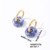 1 Pair Casual Simple Style Round Plating 304 Stainless Steel Natural Stone Earrings sku image 7