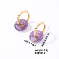 1 Pair Casual Simple Style Round Plating 304 Stainless Steel Natural Stone Earrings sku image 8