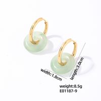 1 Pair Casual Simple Style Round Plating 304 Stainless Steel Natural Stone Earrings sku image 9