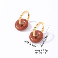 1 Pair Casual Simple Style Round Plating 304 Stainless Steel Natural Stone Earrings sku image 10