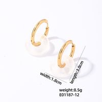 1 Pair Casual Simple Style Round Plating 304 Stainless Steel Natural Stone Earrings sku image 12