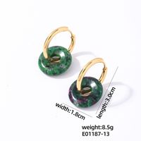 1 Pair Casual Simple Style Round Plating 304 Stainless Steel Natural Stone Earrings sku image 13
