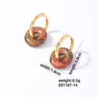 1 Pair Casual Simple Style Round Plating 304 Stainless Steel Natural Stone Earrings sku image 14
