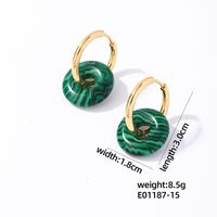1 Pair Casual Simple Style Round Plating 304 Stainless Steel Natural Stone Earrings sku image 15