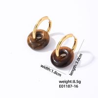 1 Pair Casual Simple Style Round Plating 304 Stainless Steel Natural Stone Earrings sku image 16
