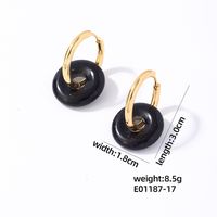 1 Pair Casual Simple Style Round Plating 304 Stainless Steel Natural Stone Earrings sku image 17