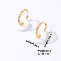 1 Pair Casual Simple Style Round Plating 304 Stainless Steel Natural Stone Earrings sku image 18