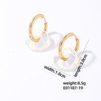 1 Pair Casual Simple Style Round Plating 304 Stainless Steel Natural Stone Earrings sku image 19