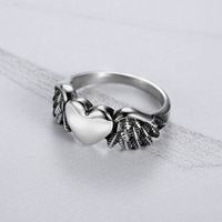 Punk Heart Shape Wings Anchor 304 Stainless Steel Women's Rings main image 4