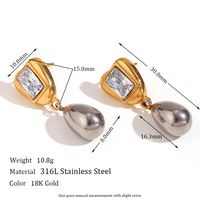 1 Pair Vintage Style Color Block Plating Inlay Stainless Steel Rhinestones Zircon 18k Gold Plated Hoop Earrings sku image 8