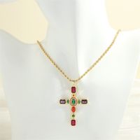 Hip-hop Simple Style Cross Copper 18k Gold Plated Zircon Pendant Necklace In Bulk main image 1