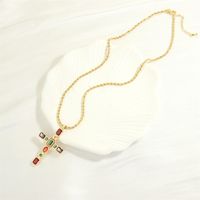 Hip-hop Simple Style Cross Copper 18k Gold Plated Zircon Pendant Necklace In Bulk main image 6
