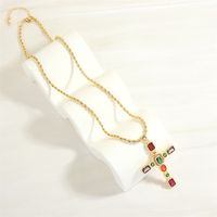 Hip-hop Simple Style Cross Copper 18k Gold Plated Zircon Pendant Necklace In Bulk main image 5