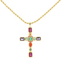 Hip-hop Simple Style Cross Copper 18k Gold Plated Zircon Pendant Necklace In Bulk main image 2