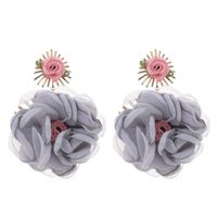 1 Pair Sweet Flower Alloy Cloth Drop Earrings main image 6