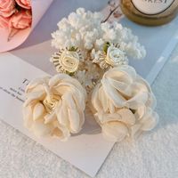 1 Pair Sweet Flower Alloy Cloth Drop Earrings sku image 2