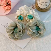 1 Pair Sweet Flower Alloy Cloth Drop Earrings main image 4