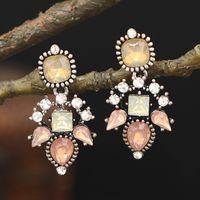 1 Pair Shiny Square Water Droplets Inlay Alloy Artificial Diamond Drop Earrings main image 3