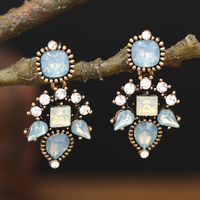 1 Pair Shiny Square Water Droplets Inlay Alloy Artificial Diamond Drop Earrings main image 4