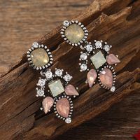 1 Pair Shiny Square Water Droplets Inlay Alloy Artificial Diamond Drop Earrings main image 1