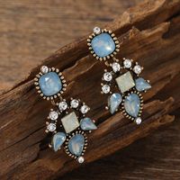 1 Pair Shiny Square Water Droplets Inlay Alloy Artificial Diamond Drop Earrings main image 2