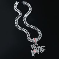 Hip Hop Geometrisch Legierung Strass Überzug Inlay Strasssteine Unisex Halskette Mit Anhänger sku image 2