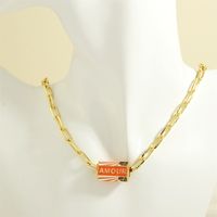 Simple Style Letter Eye Copper Enamel Plating 18k Gold Plated Necklace main image 6