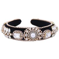 Shiny Flower Cloth Glass Inlay Rhinestones Pearl Hair Band main image 6