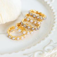 Elegant Lady Baroque Style Geometric Titanium Steel Plating Inlay Artificial Pearls 18k Gold Plated Rings main image 1