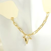 Hip Hop Einfacher Stil Pentagramm Kreuzen Oval Kupfer Überzug Inlay 18 Karat Vergoldet Halskette Mit Anhänger sku image 1