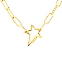 Hip-hop Simple Style Pentagram Cross Oval Copper Plating Inlay 18k Gold Plated Pendant Necklace main image 3