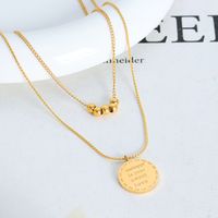 Elegant Retro Luxurious Geometric Titanium Steel 18k Gold Plated Double Layer Necklaces In Bulk main image 5