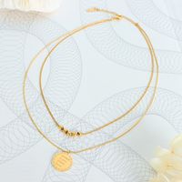 Elegant Retro Luxurious Geometric Titanium Steel 18k Gold Plated Double Layer Necklaces In Bulk main image 2