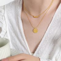 Elegant Retro Luxurious Geometric Titanium Steel 18k Gold Plated Double Layer Necklaces In Bulk main image 6