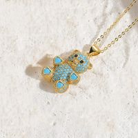 Cute Classic Style Streetwear Bear Copper Plating Inlay Zircon 14k Gold Plated Pendant Necklace sku image 3