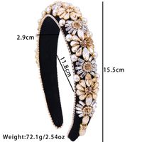 Shiny Flower Cloth Inlay Rhinestones Pearl Hair Band main image 5