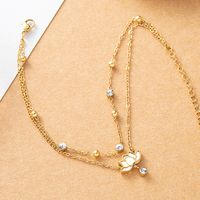 Y2k Hawaiian Beach Lotus Stainless Steel Layered Artificial Gemstones 18k Gold Plated Platinum Plated Women's Anklet sku image 1