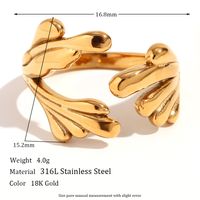Retro Klassischer Stil Römischer Stil Einfarbig Rostfreier Stahl Überzug 18 Karat Vergoldet Offener Ring main image 5